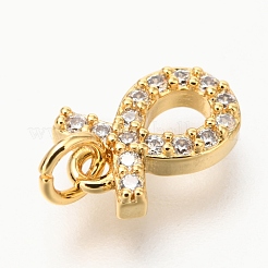 Brass Micro Pave Clear Cubic Zirconia Charms&nbsp;ZIRC-O036-30G-E