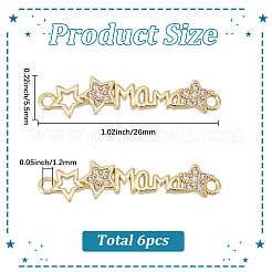 6Pcs Brass Micro Pave Clear Cubic Zirconia Links/Connectors&nbsp;ZIRC-SC0001-43