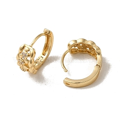 Brass Micro Pave Cubic Zirconia Hoop Earring&nbsp;EJEW-L271-05KCG-01