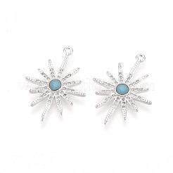 Brass Micro Pave Cubic Zirconia Enamel Pendants&nbsp;KK-T074-57P