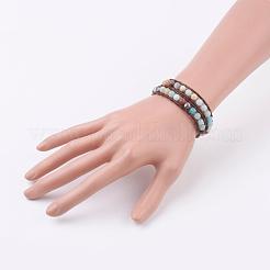 Two Loops Natural Amazonite Wrap Bracelets&nbsp;BJEW-JB03285-01