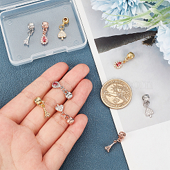 9Pcs 9 Style Rack Plating Brass Micro Pave Clear Cubic Zirconia Pendants&nbsp;ZIRC-OC0001-03