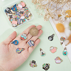 48Pcs 12 Style  Alloy Enamel Pendants&nbsp;ENAM-HY0001-14
