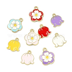 45Pcs 9 Colors Alloy Enamel Flower Charms&nbsp;ENAM-CJ0007-51