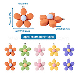 40Pcs 5 Colors Resin Pendants&nbsp;RESI-TA0001-40