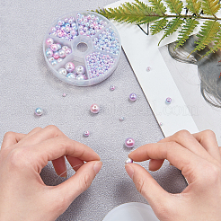 Rainbow ABS Plastic Imitation Pearl Beads&nbsp;OACR-CJ0001-01
