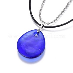 Teardrop Lampwork Evil Eye Pendants Necklaces&nbsp;NJEW-JN02322