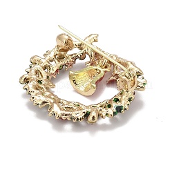 Colorful Christmas Wreath with Bell Enamel Pin with Rhinestone&nbsp;LS-JEWB-A004-07G
