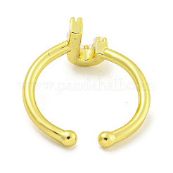 Rack Plating Brass Open Cuff Rings for Women&nbsp;RJEW-F162-01G-J