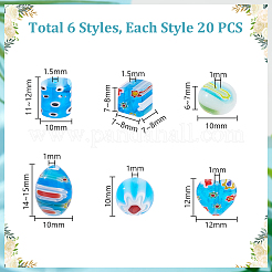 120Pcs 6 Styles Handmade Millefiori Glass Round Bead Strands&nbsp;LAMP-GA0001-20