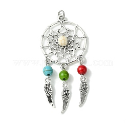2Pcs 2 Styles Synthetic Turquoise Dyed Big Pendants&nbsp;PALLOY-JF02309-01A