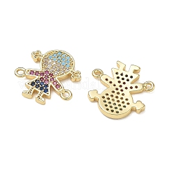 Brass Micro Pave Colorful Cubic Zirconia Connector Charms for Jewelry Making&nbsp;CU-CBAAA59-01G-06