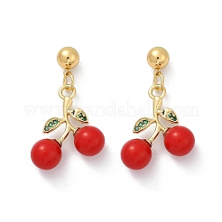 Brass Enamel Stud Earrings&nbsp;EJEW-Q045-04G