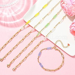 Electroplated Glass Rondelle Beads Link Bracelets&nbsp;BJEW-JB13677