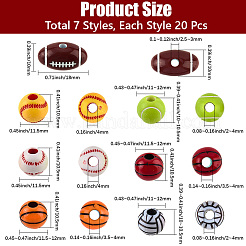 140Pcs 7 Styles Sport Opaque Acrylic Beads&nbsp;MACR-PA0001-08