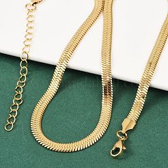 Ion Plating(IP) 201 Stainless Steel Herringbone Chain Necklaces&nbsp;NJEW-M187-06G