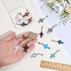 16Pcs Natural & Synthetic Mixed Gemstone Pendant Decorations&nbsp;HJEW-PH02389