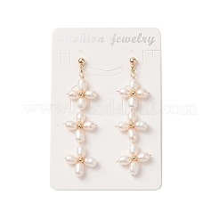 Natural Pearl Flower Long Dangle Stud Earrings&nbsp;EJEW-JE05208