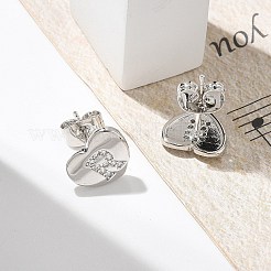 Rack Plating Brass Micro Pave Clear Cubic Zirconia Stud Earrings&nbsp;EJEW-K299-01P-R