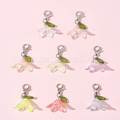 8Pcs 8 Colors Flower Acrylic Pendant Decorations&nbsp;HJEW-FS00034-01