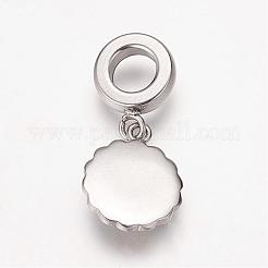 304 Stainless Steel Rhinestone European Dangle Charms&nbsp;OPDL-K001-19AS