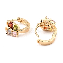 Brass Micro Pave Cubic Zirconia Hoop Earrings&nbsp;EJEW-D078-09KCG