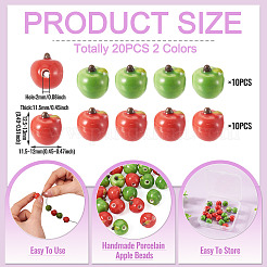 20Pcs 2 Colors Handmade Porcelain Beads&nbsp;PORC-TA0001-69