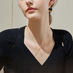 3Pcs 3 Styles Alloy Teardrop Disc Knot Pendant Long Necklace Sets&nbsp;NJEW-WH20050-01KCG