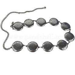 Boho Vintage Alloy Floral Embossed Coin Link Waist Chains for Women&nbsp;WGD4B54-01
