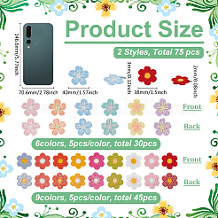 75Pcs 15 Colors Flower Polyester Ornament Accessories&nbsp;DIY-FG0008-01