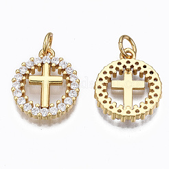 Brass Micro Pave Clear Cubic Zirconia Pendants&nbsp;X-ZIRC-N039-140-NF
