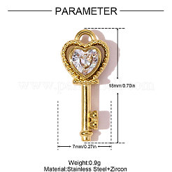 304 Stainless Steel Micro Pave Cubic Zirconia Pendants&nbsp;STAS-OY007-50G