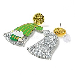 Saint Patrick's Day Sparkling Acrylic Dangle Stud Earrings&nbsp;LS-EJEW-P243-A04