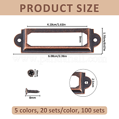 100 Bags 5 Colors Rectangle Iron Label Frame&nbsp;FIND-FH0018-10