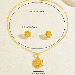 Brass Flower Pendant Necklace & Stud Earrings Sets for Women&nbsp;VQ9013