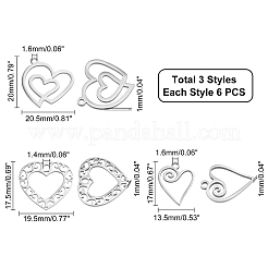 18Pcs 3 Style 201 Stainless Steel Pendants&nbsp;STAS-DC0007-47