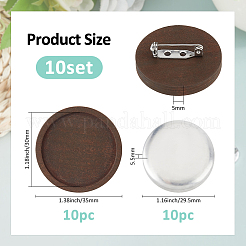 DIY Round Wood & Aluminum Brooch Making Kits&nbsp;DIY-FH0009-69C