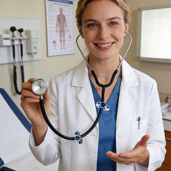 10Pcs 2 Colors Evil Eye Resin Stethoscope Pendant Decorations&nbsp;HJEW-ME00155
