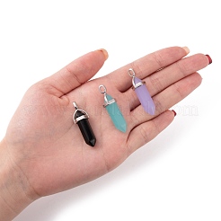 3Pcs 3 Colors Imitation Jade Glass Pointed Pendants&nbsp;GLAA-FS0001-04