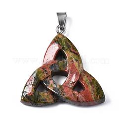 Triangle Knot Natural & Synthetic Mixed Stone Pendants with Brass Clasps&nbsp;G-R220-09