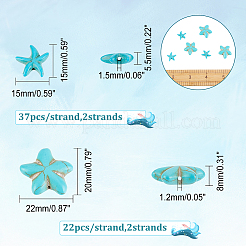 4 Strands 2 Styles Synthetic Turquoise Beads Strands&nbsp;TURQ-AR0001-14
