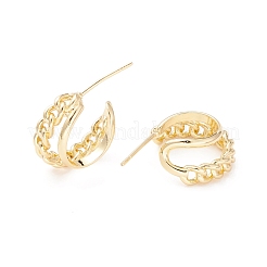 Curb Chain Shape Stud Earrings&nbsp;EJEW-A064-07G-RS
