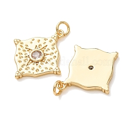 Brass Pave Clear Cubic Zirconia Pendants&nbsp;CU-CBA2907-11G
