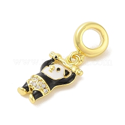 Rack Plating Brass Micro Pave Clear Cubic Zirconia Enamel European Dangle Charms&nbsp;KK-S380-27G-02