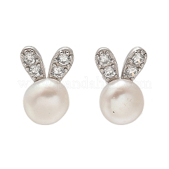925 Sterling Silver Micro Pave Clear Cubic Zirconia Stud Earrings for Women&nbsp;EJEW-K303-02B-P