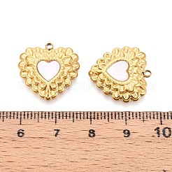 304 Stainless Steel Pave Natural White Shell Pendants&nbsp;STAS-N109-203G