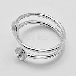 Anti-Tarnish Rhodium Plated 925 Sterling Silver Finger Design Ring Mounts Fittings with Pearl Seat&nbsp;X-STER-A070-040