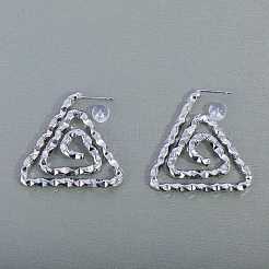 Triangle Spiral Pattern Brass Stud Earrings&nbsp;FT5549