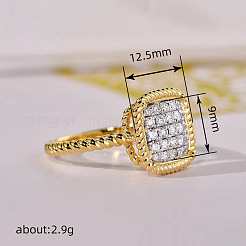 Brass Micro Pave Cubic Zirconia Finger Rings for Women&nbsp;FS-WG378B2-03