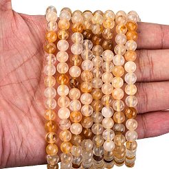 Natural Yellow Hematoid Quartz Round Beads Strands&nbsp;G-F266-09-6mm